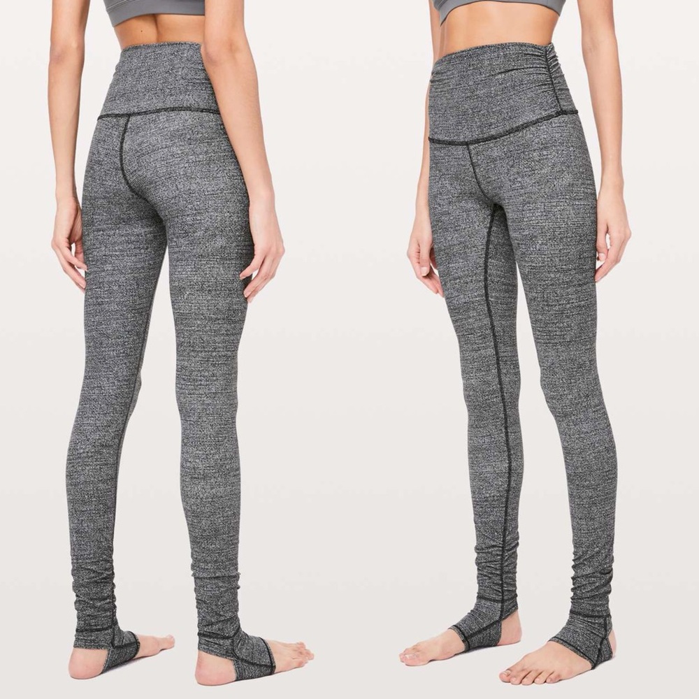Lululemon Still Mind Tight Sz 8 *28" In Interlink Ice Grey Black